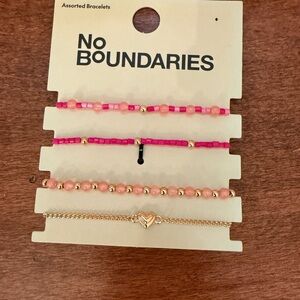 NWT No Boundaries Pink and Gold Beaded Bracelet Set